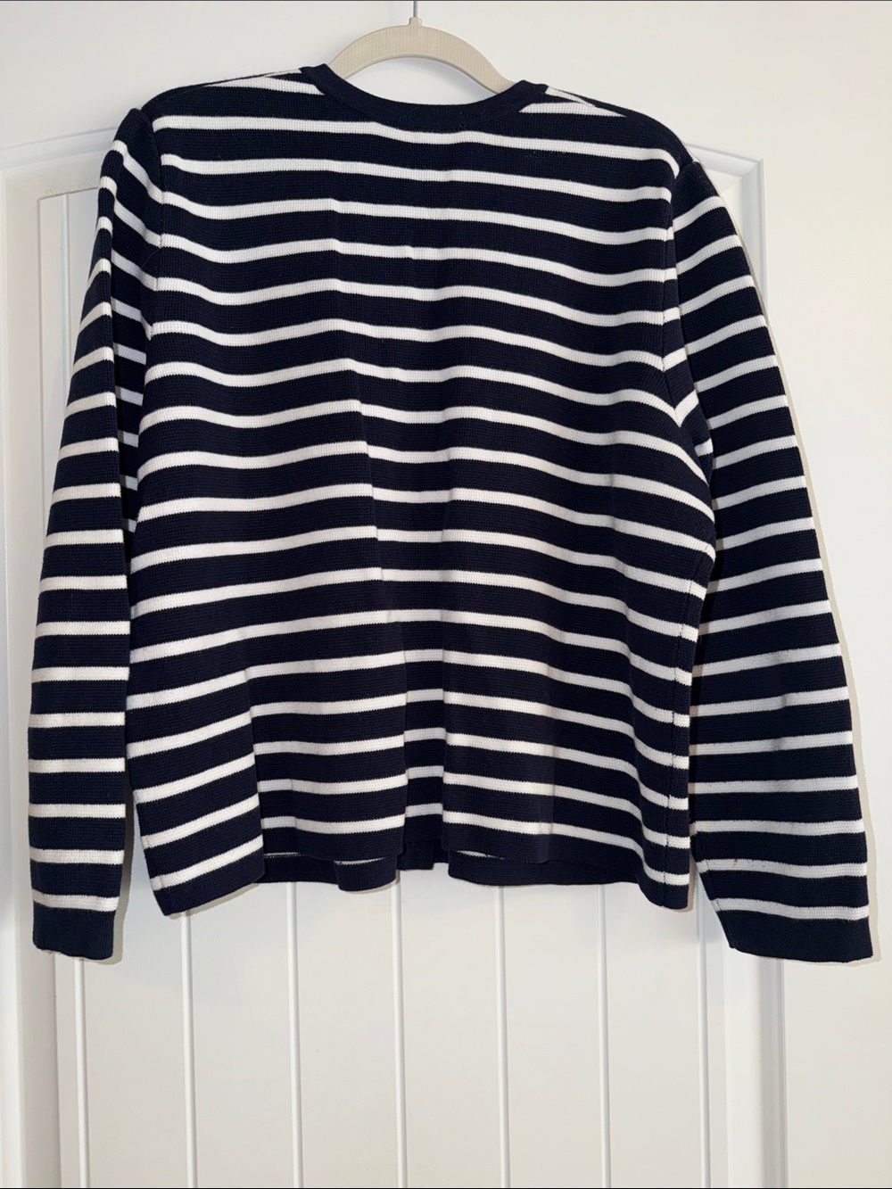 Nine West Navy and White Striped Gold-Button Cardigan - Picture 6 of 6